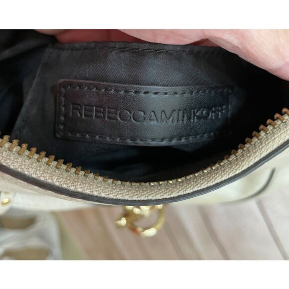 REBECCA MINKOFF LEATHER SADDLEBAG WITH DOG CLIP IN CREAM - Picture 12 of 13